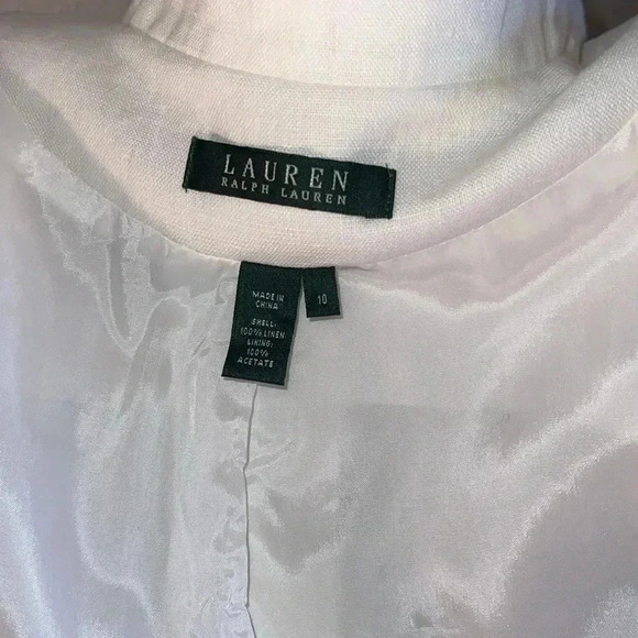 Ralph Lauren Women’s White 100% Linen Single Breasted Blazer Coat Jacket Size 10 - Picture 9 of 16